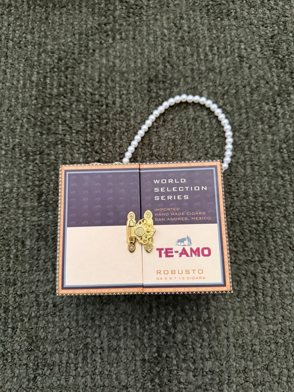 TE-AMO Robusto Cigar Box Handbag - Brown & Cream